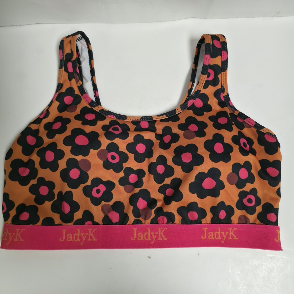 JadyK Arya Floral Leopard Sports Bra Bralette Orange Pink Retro Y2K Cute Sz L/XL